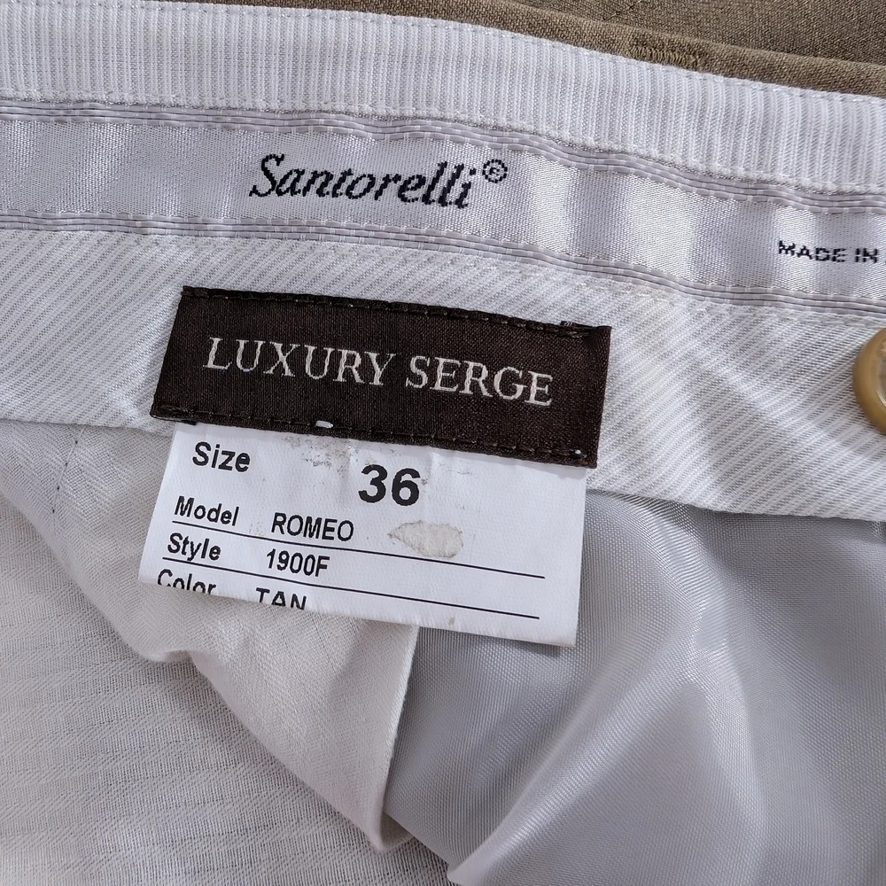 NWT! Santorelli Luxury Sedge Romeo Trousers 100% Virgin Wool in Tan Suze 36